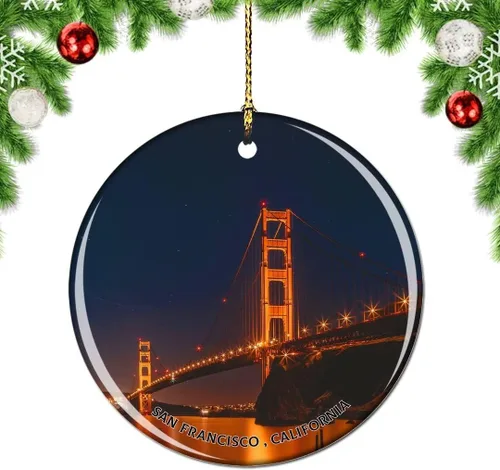Vista 37 de California San Francisco 16 Avenue Tiled Steps USA Christmas Tree Ornamento Decoración Colgante Colgante Decoración Ciudad Viaje Souvenir Colección