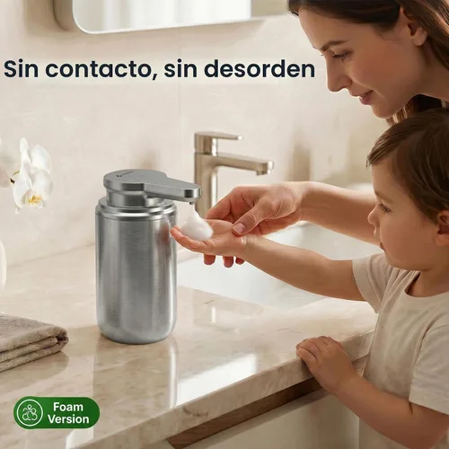 Vista 3 de GentleJet WaveJet - Dispensador automático de jabón espumoso con sensor sin contacto, USB-C recargable, acero inoxidable 304, IPX5 resistente al