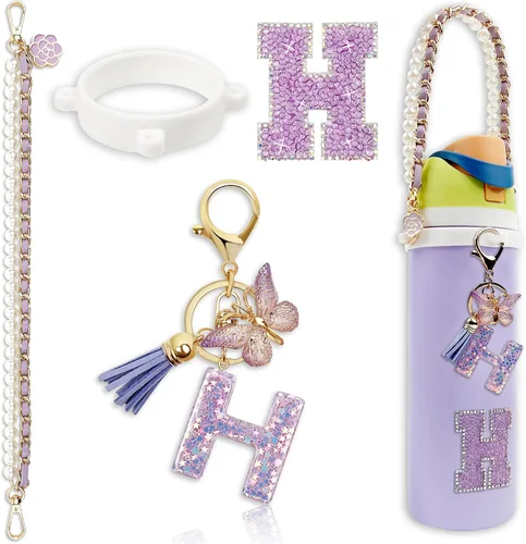 Vista 68 de Letter Handle Strap Accessories with Cute Initial Charm Compatible with Owala Water Bottle 24oz 32oz 40oz Owala Kids
