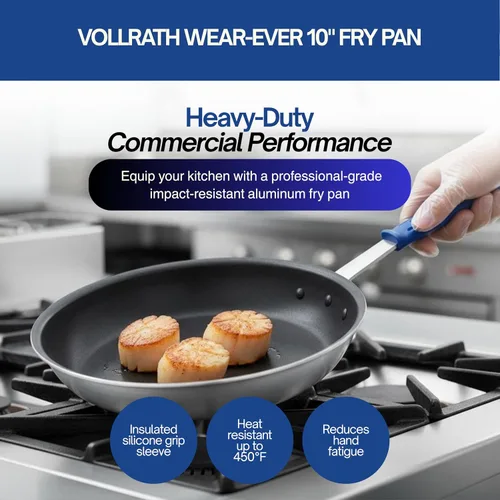 Vista 2 de Vollrath Wear-Ever CeramiGuard II sartén para freír con mango, Negro/Azul