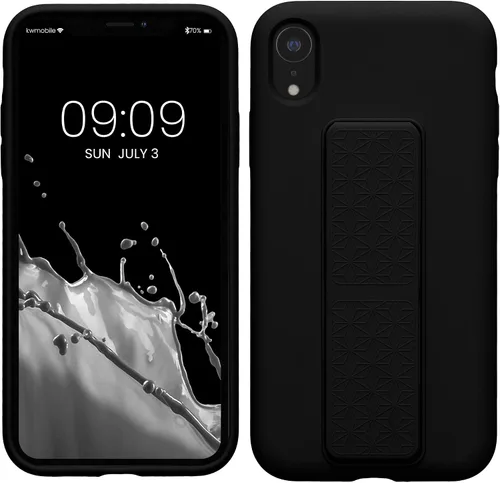 Vista 15 de kwmobile Funda compatible con Apple iPhone XR - Funda con correa de mano y revestimiento de silicona TPU suave - Azul Báltico