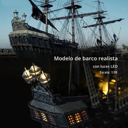 Vista 2 de CubicFun Rompecabezas 3D Queen Anne's Revenge Pirate Ship Puzzle Kit, 340