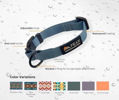 Vista 2 de Overlook Collar Impermeable para Perros Pequeño Aqua/Naranja Tribal, Duradero, Cómodo, Moderno Cachorros y Perros Pequeños Fácil de Limpiar, A