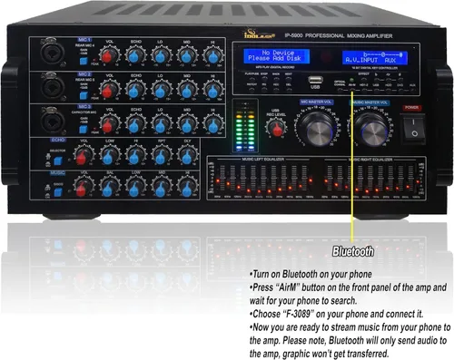 Vista 2 de IP-5900 Profesional 6000W Amplificador de mezcla de karaoke/w Echo & Control de Retraso, Entradas Ópticas/HDMI NUEVO