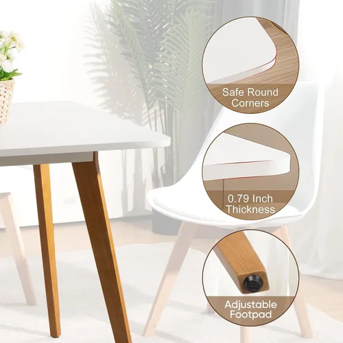 Vista 9 de Comfy to go - Mesa de comedor cuadrada de 27.6" para 2-4 personas - Pequeña mesa de cocina con patas de madera maciza, mesa de estilo moderno