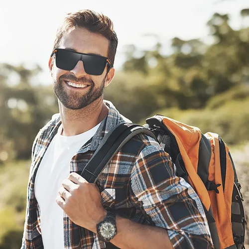 Vista 2 de Gotang Gafas de sol cuadradas polarizadas para hombre con parte superior plana protección de moda Lagre