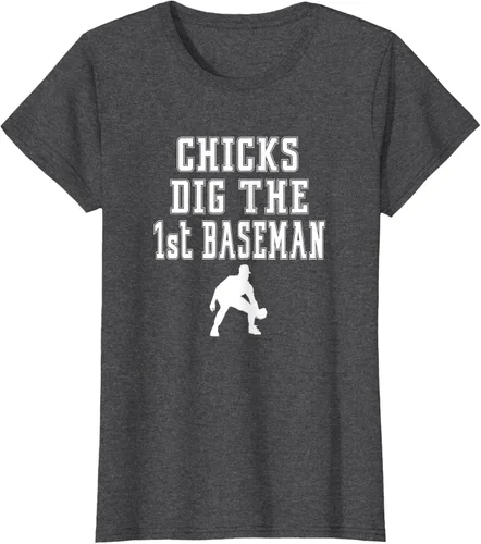 Vista 3 de Chicks Dig First Baseman - Camiseta de primera base Beisbol Player, Negro