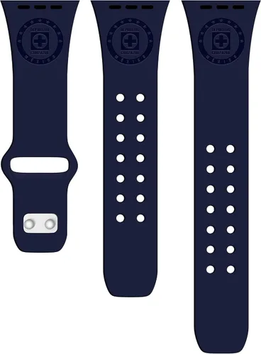 Vista 3 de Cruz Azul - Correa deportiva de silicona grabada compatible con Apple Watch