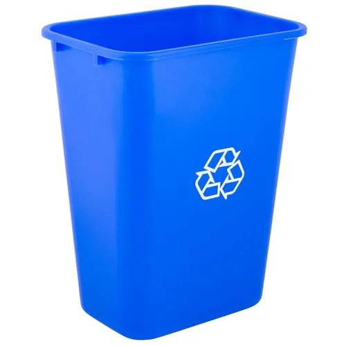 Vista 2 de TableTop King Cubo de basura rectangular azul de 41 cuartos de galón / 10 galones