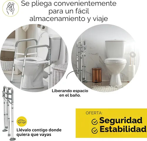 Vista 6 de Medical king Riel de seguridad para inodoro - Marco de seguridad para inodoro ajustable y desmontable con asas, rieles de seguridad para inodoro