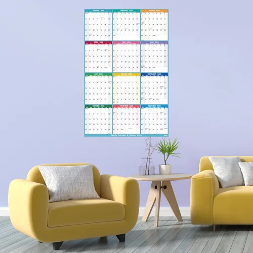 Vista 8 de Calendario anual de pared 2026 – Calendario anual grande 2026 vetical, enero 2026 – diciembre 2026, 25.2 x 38.2 pulgadas (abierto), calendario 2026
