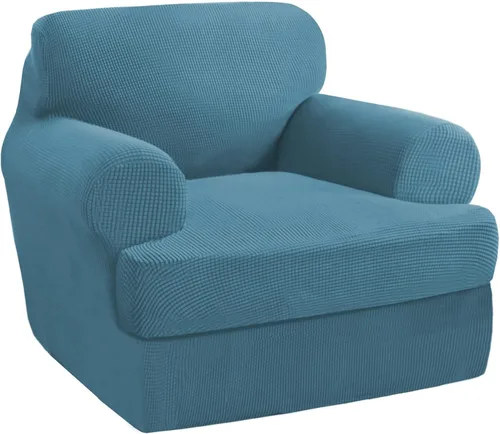 Vista 70 de PrinceDeco Fundas elásticas para sillón de 2 piezas, fundas de sofá para sillas con cojines en forma de T, fundas suaves para muebles con 1 funda
