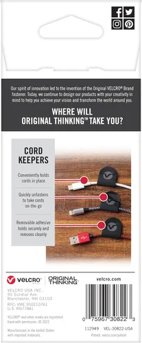 Vista 7 de Guardacables de la marca VELCRO Clips de cable de nailon suave organizan cables en hogar, oficina, escritorio o mesita de noche Adhesivo