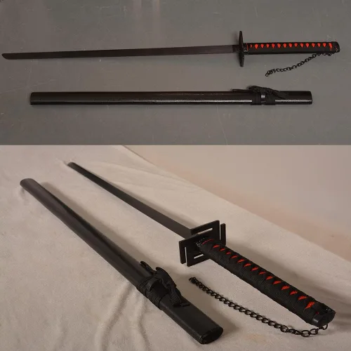 Vista 4 de Kurosaki Tensa Zangetsu Samurai Espada Katana Anime para Cosplay, Colección