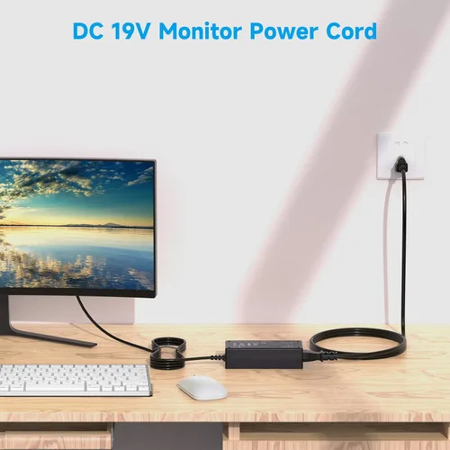 Vista 3 de Cable de alimentación de 19 V 65 W para monitor Asus VS248H-P VG248QE VX238H MX279H ROG PG278Q - Reemplazo del cargador adaptador de CA LJO-EEIH