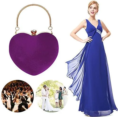 Vista 4 de Goclothod Bolso de mano con forma de corazón para mujer bolso de hombro de terciopelo