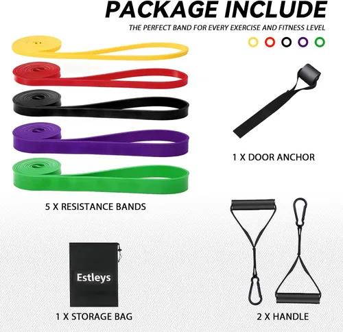 Vista 2 de Resistance Bands, 5 Pack Pull-up Bands, Fabric Resistance Bands for Legs, Workout Bands, Exercise Bands Set for Fitness, Working Out, Body