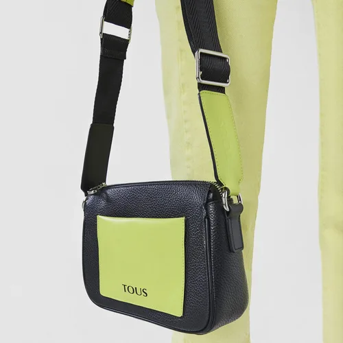 Vista 5 de TOUS Bolso cruzado Empire pequeño negro y piel lima, Negro