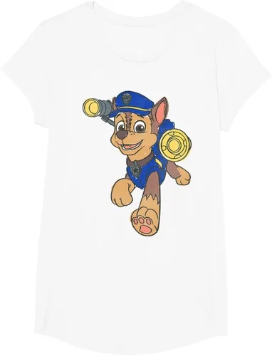 Vista 68 de Paw Patrol Chase Character Patch - Camiseta negra de manga corta con cuello redondo y ajuste clásico, talla S Negro