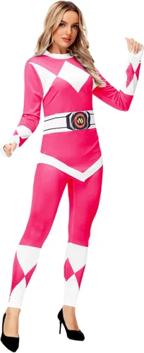 Vista 3 de AOBUTE Womens Rangers Costume 2 Piece Clothing Set Halloween Superhero Cosplay Shirt and Leggings