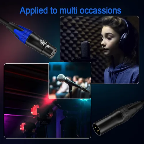 Vista 8 de LanSenSu 1 micrófono divisor XLR Y macho a 2 hembras, XLR hembra de 3 pines a doble XLR macho Y-Splitter Cables de audio de micrófono equilibrado