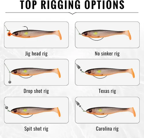 Vista 4 de TRUSCEND Shadtale Easy Catch Soft Fishing Lures, Unique Vibration and Action for Various Rigs, Paddle Tail Swimbaits Trailer for Bass, Trout