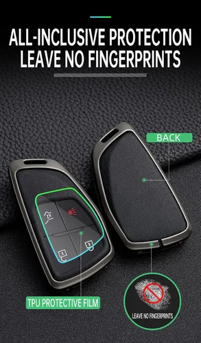 Vista 4 de KUNIO Funda para Llavero de Coche Compatible con Chevy Silverado Traverse Equinox Sierra 1500 2500HD 3500HD 2022-2025 Portallaves de Cuero PU Negro
