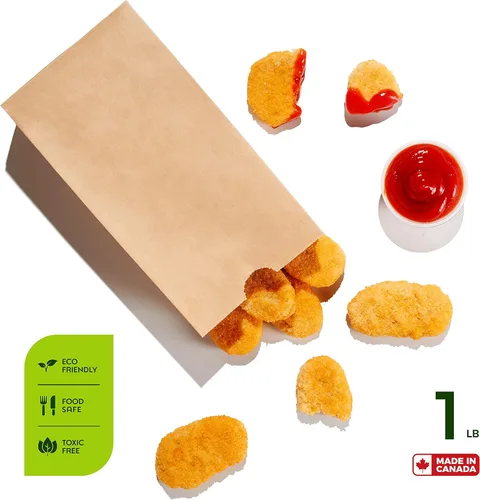 Vista 3 de CulinWare Bolsas de papel marrón forradas con cera de 1 libra, resistentes a la grasa, ecológicas, desechables, parte superior plegable, 250
