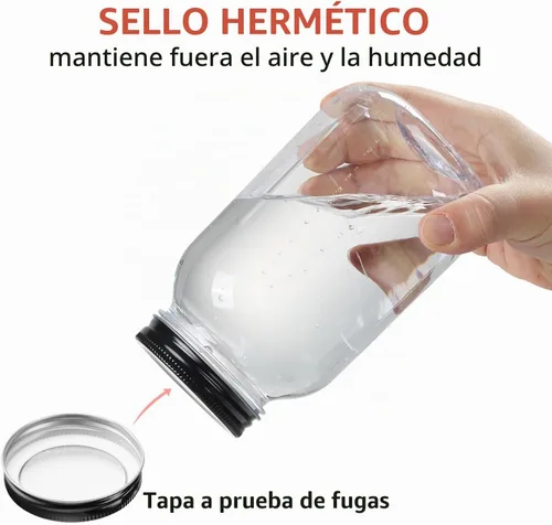 Vista 3 de Tarros de plástico transparente de 32 onzas con tapa de rosca