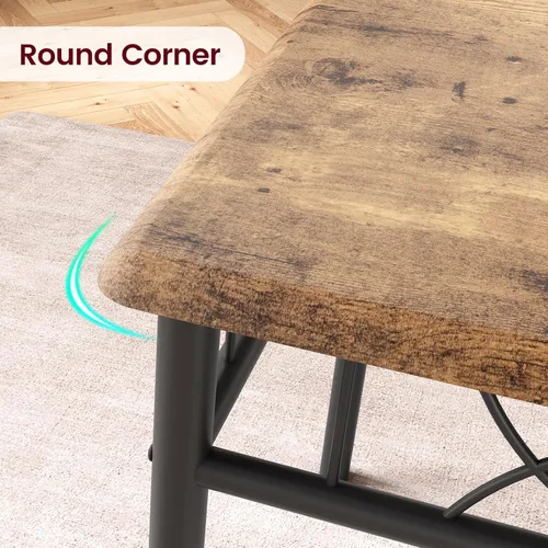 Vista 5 de CABIHOME Juego de mesa de comedor para 2, juego de mesa de cocina de 3 piezas con 2 sillas tapizadas, juego de mesa de cocina cuadrada para espacios