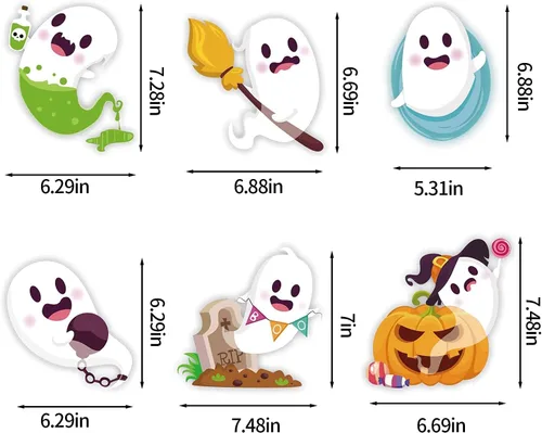 Vista 3 de LOKIPA Adhesivos para ventana de Halloween, 8 hojas de calcomanías de Halloween para ventana de vidrio