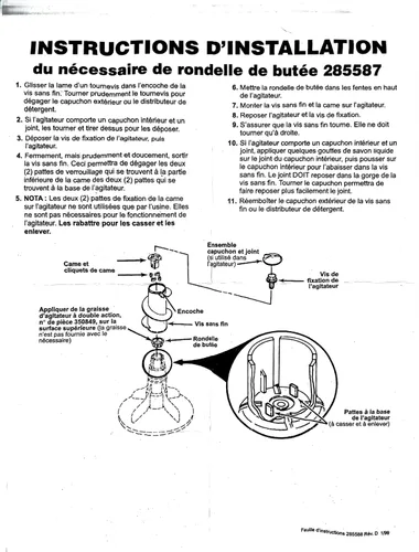 Vista 6 de 285811 Kit de reparación de agitador de lavadora de repuesto para lavadoras Whirlpool y Kenmore, compatible con AP3138838, 2744, 285746, 285811VP