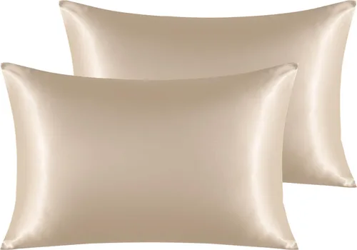 Vista 57 de NTBAY Paquete de 2 fundas de almohada estándar de satén para cabello y piel, lujosas y sedosas fundas de almohada con cierre de sobre, 20 x 26