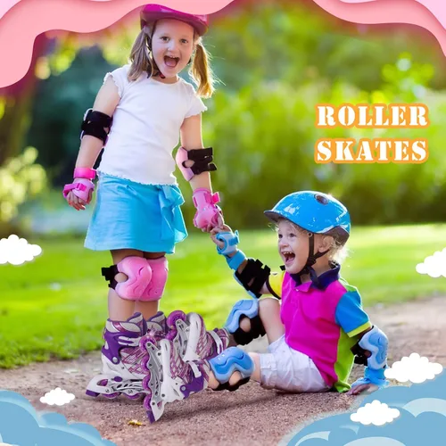 Vista 6 de Patines en línea para niñas de 8 a 12 años, patines en línea de doble fila para niños y niñas, patines de 6 a 12 años, patines ajustables con luz