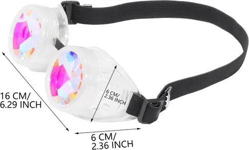 Vista 101 de Gafas de caleidoscopio retro con pinchos, gafas de cristal arcoíris steampunk estilo soldadura, gafas de cosplay punk
