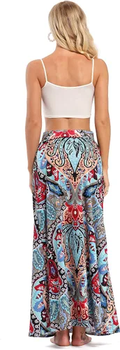 Vista 6 de Yinggeli - Falda larga de estampado bohemio para mujer