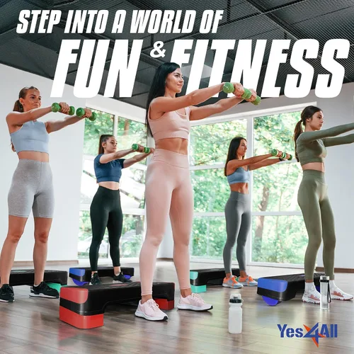 Vista 7 de Yes4All Plataforma de Step Aeróbico Ajustable 2 en 1 Stepper para Ejercicios de Fitness con Patas de Tabla de Equilibrio Basculante