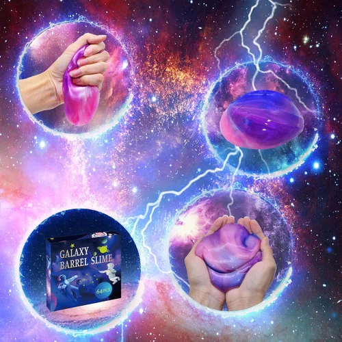 Vista 2 de ZOnFRTO 64 paquetes de masilla Galaxy Slime, recuerdo de fiesta para niños, niñas y niños, adultos, no pegajoso, sin perfume, alivio del estrés