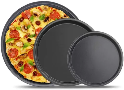Vista 4 de Pan de pizza Pan Pizza Hornear Set Acero al Carbono antiadherente Cocina Molde de Horno Redondo