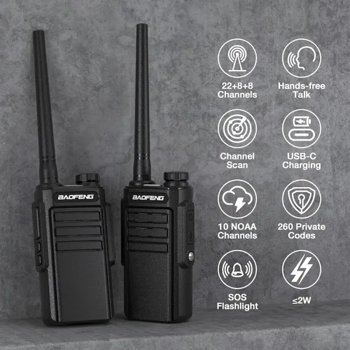 Vista 2 de BAOFENG Radio MP31 GMRS Radio portátil de dos vías, walkie talkies recargables impermeables con escaneo y recepción NOAA, compatible con repetidor