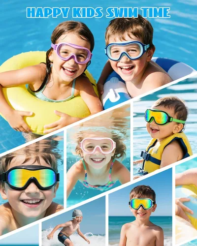 Vista 8 de Aegend Paquete de 2 gafas de natación para niños de 3 a 15 años, antivaho, anti-UV, visión amplia, impermeables, sin fugas, para niños y niñas