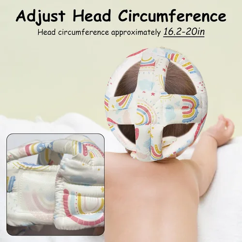 Vista 2 de Casco de seguridad para niños con protector de cabeza de bebé, anticolisión y ajustable, con cierre de para gatear, caminar y correr