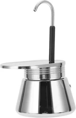 Vista 4 de Cafetera portátil de acero inoxidable para estufa de un solo canal, cafetera de café clásico para acampar en casa