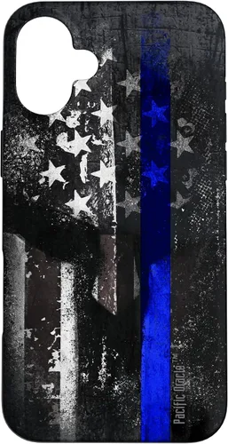 Vista 23 de Trump Police USA Flag Skull Thin Blue Line Support Case for iPhone 17