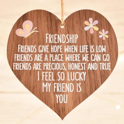 Vista 3 de I’m lucky my friend is you best friends wooden hanging heart sentimental inspirational gift for cheer up women friendship present uk her