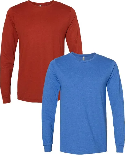 Vista 40 de Canvas Filmore 3501 - Camiseta de 4.2 onzas para hombre manga larga (1) Ceniza + (1) Jaspeado atlético