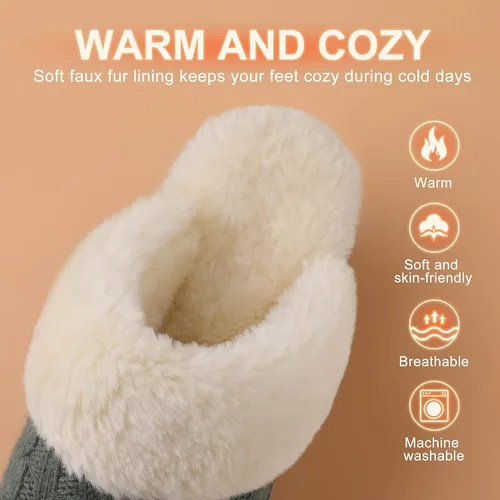 Vista 3 de DREAM PAIRS - Pantuflas de punto trenzado y piel sintética para mujer