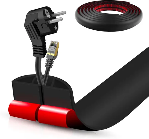 Vista 77 de Cubierta autoadhesiva para cables de suelo, gestión de cables de 3.3 pies, protector de tira de extensión para cables, evita tropiezos de cables
