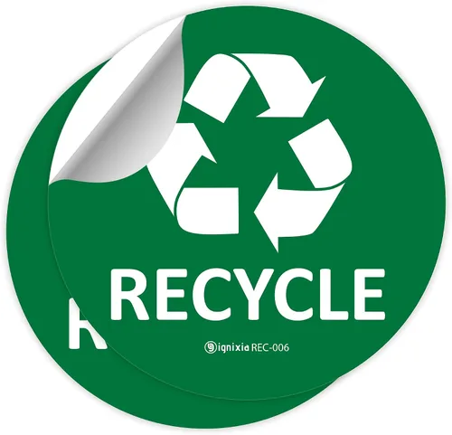 Vista 5 de IGNIXIA Calcomanías de reciclaje para contenedores de 6 x 6 pulgadas grandes (paquete de 2) calcomanías impermeables con protección UV para botes