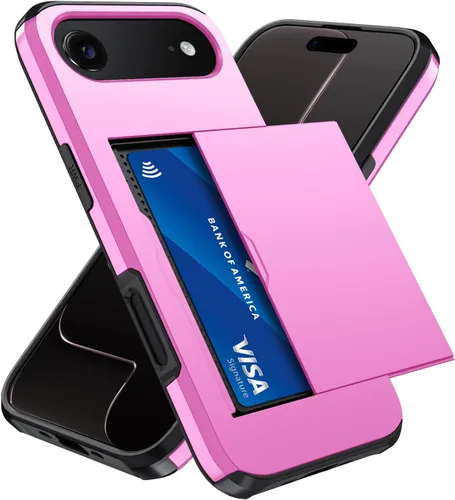Vista 66 de Qinmay Funda compatible con iPhone 7 Plus/8 Plus con tarjetero, doble capa a prueba de golpes, funda protectora resistente con ranura oculta Negro